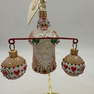 2007 Patricia Breen Balance Santa Gingerbread Green Mittens 3.15" Ornament